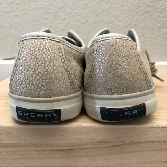 Sperry Seacoast Silver White Metallic Low Top Sneaker 7.5 - Picture 6 of 8